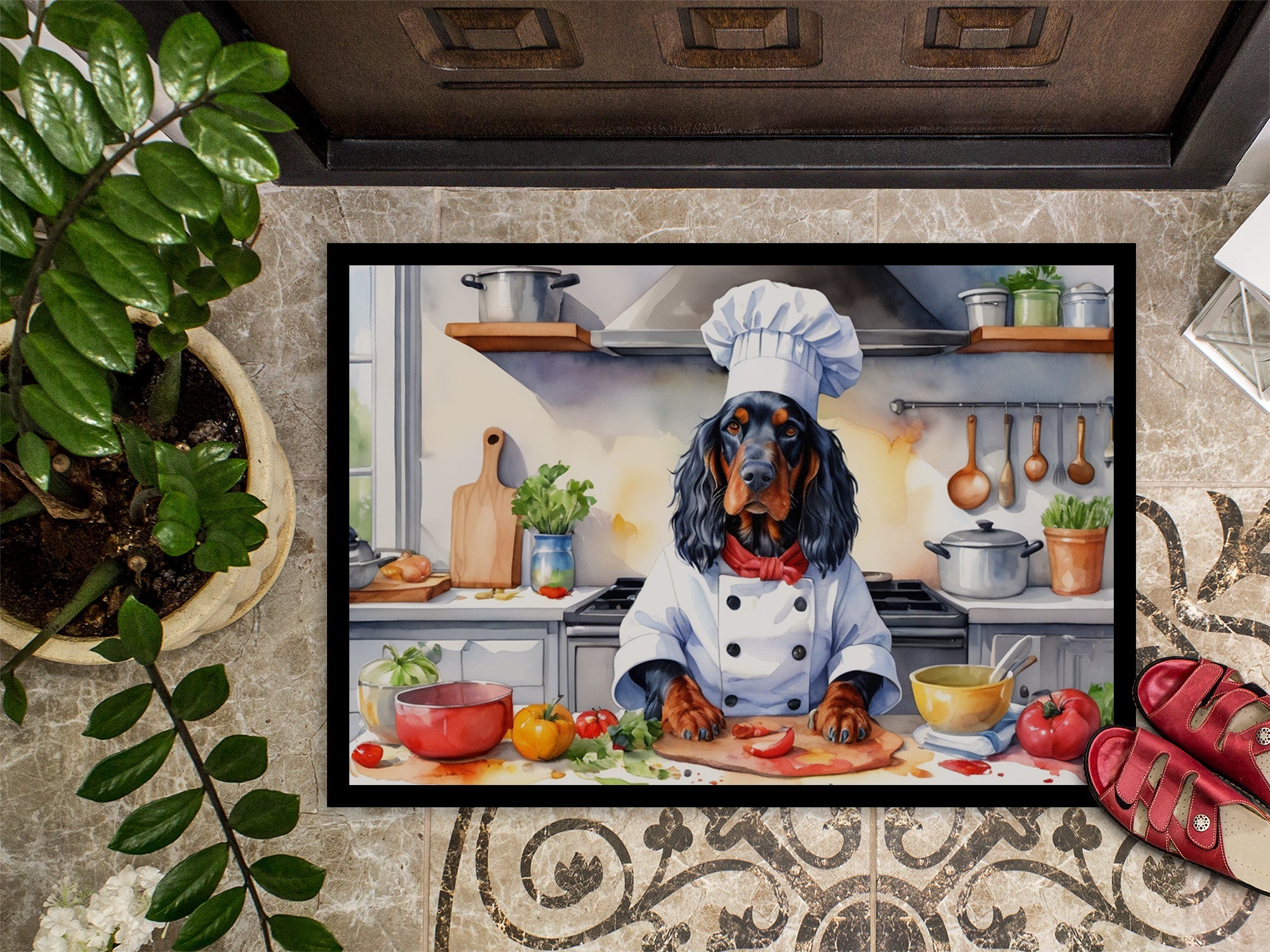 Gordon Setter The Chef Doormat Indoor Outdoor 18H X 27W Front Door Mat Rugs for Entryway, Non Slip Washable