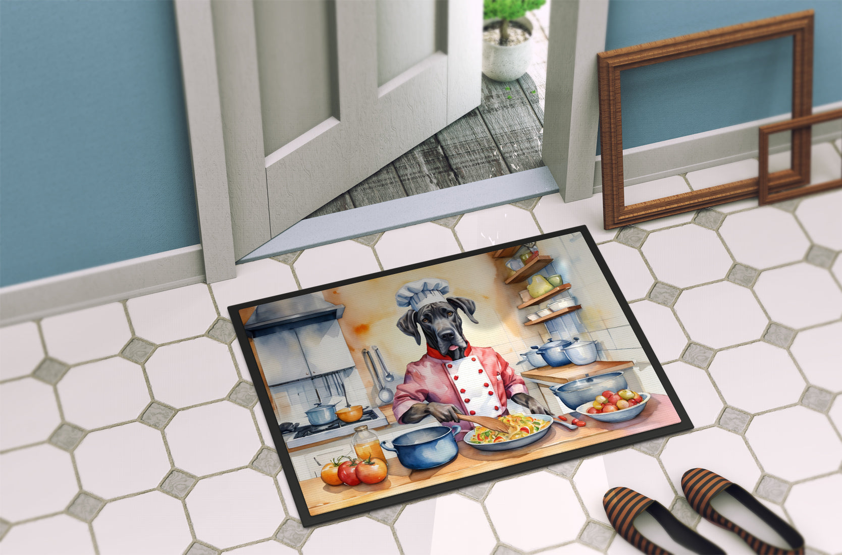 Great Dane The Chef Doormat Indoor Outdoor 24H X 36W Front Door Mat Rugs for Entryway, Non Slip Washable Low Pile,