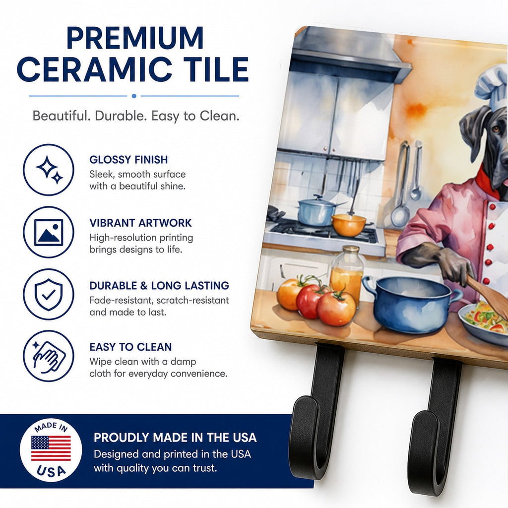 Great Dane The Chef Leash or Key Holder Wall Hooks, Coat Rack Wall Mount, for Hanging Keys, Towels, Aprons, Leashes
