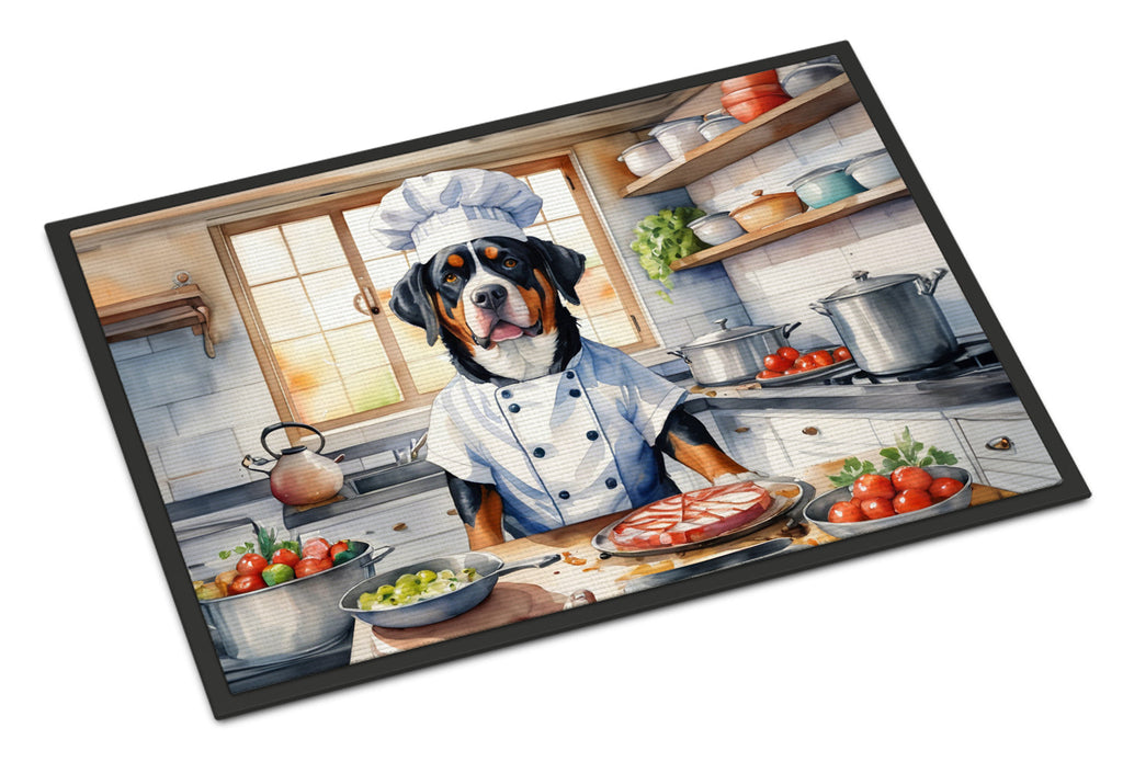Greater Swiss Mountain Dog The Chef Doormat Indoor Outdoor 18H X 27W Front Door Mat Rugs for Entryway, Non Slip Washable