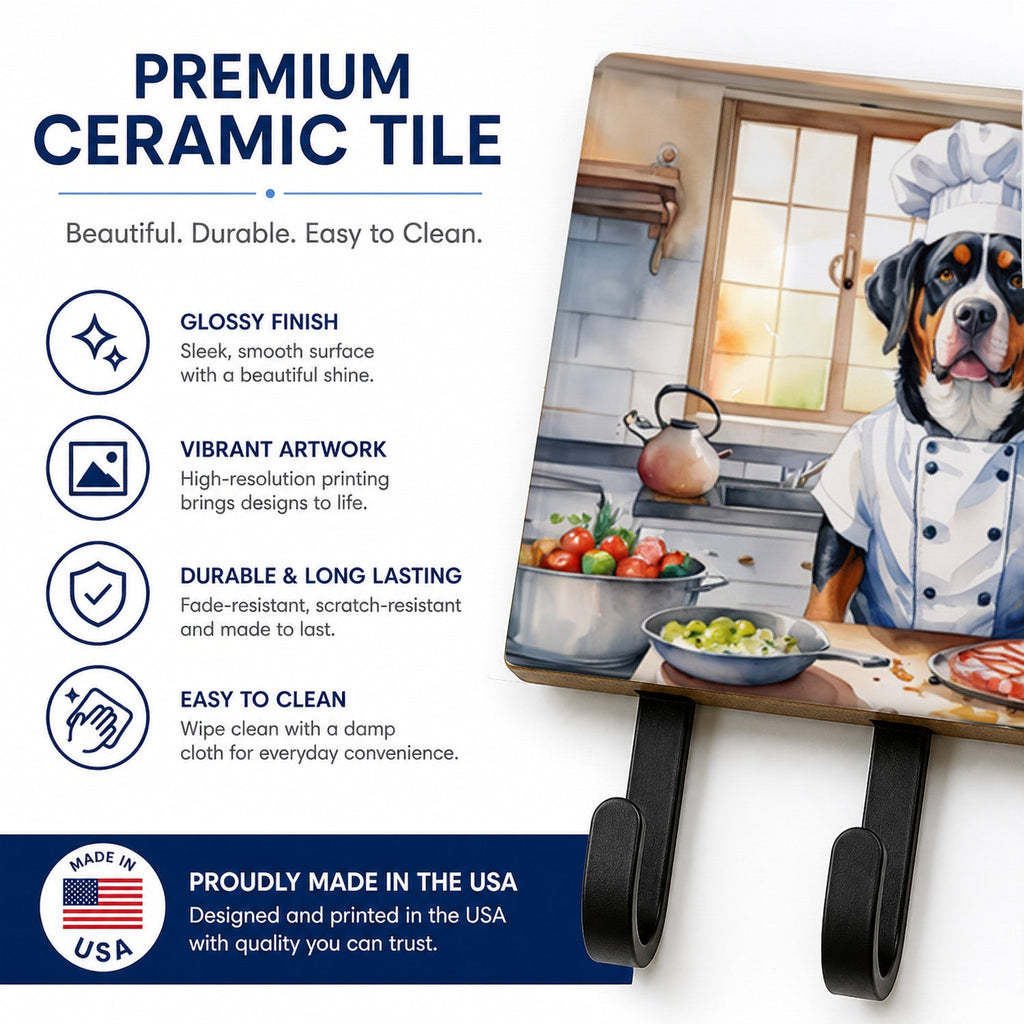 Greater Swiss Mountain Dog The Chef Leash or Key Holder Wall Hooks, Coat Rack Wall Mount, for Hanging Keys, Towels, Aprons, Leashes