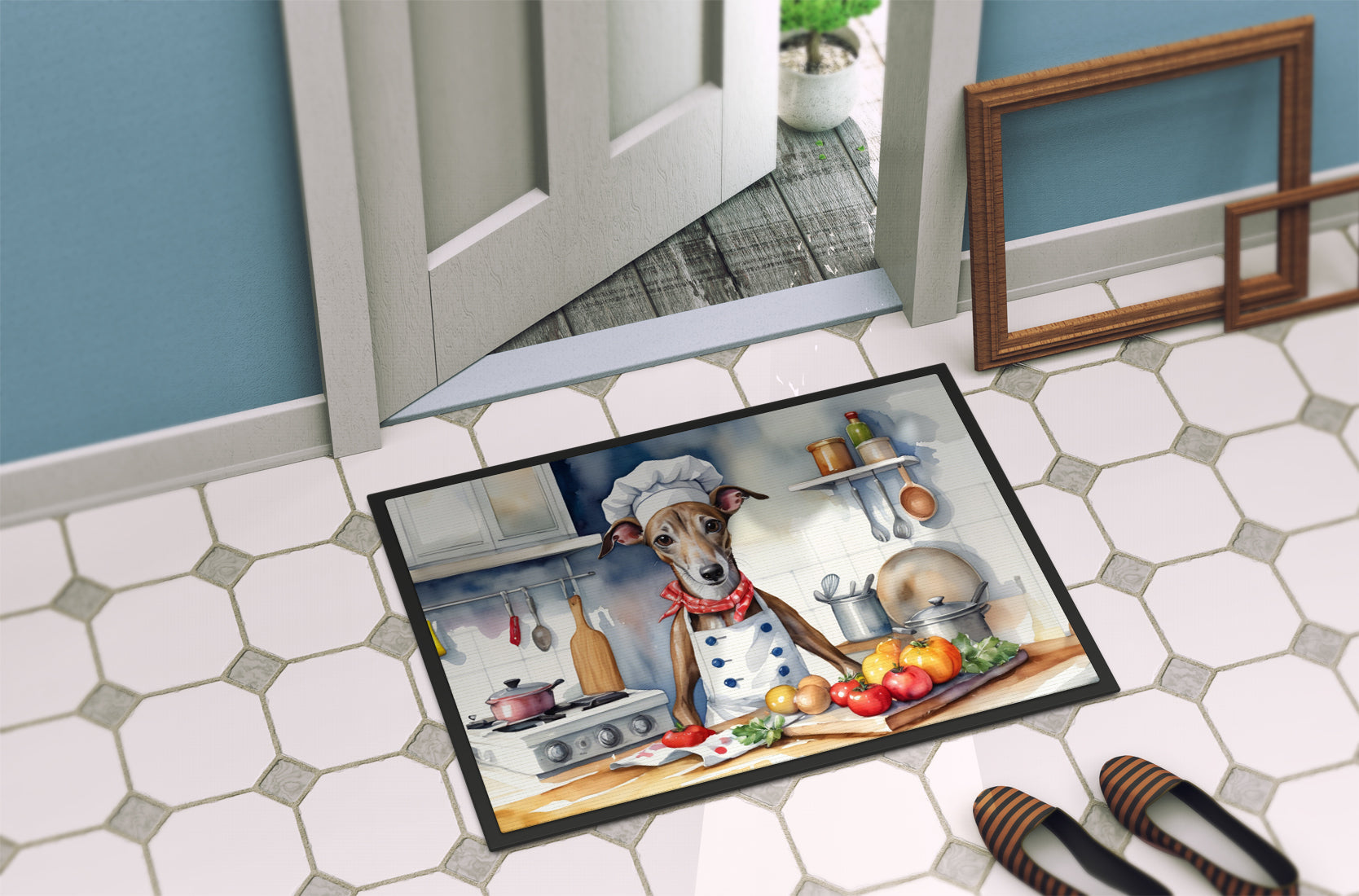 Greyhound The Chef Doormat Indoor Outdoor 18H X 27W Front Door Mat Rugs for Entryway, Non Slip Washable