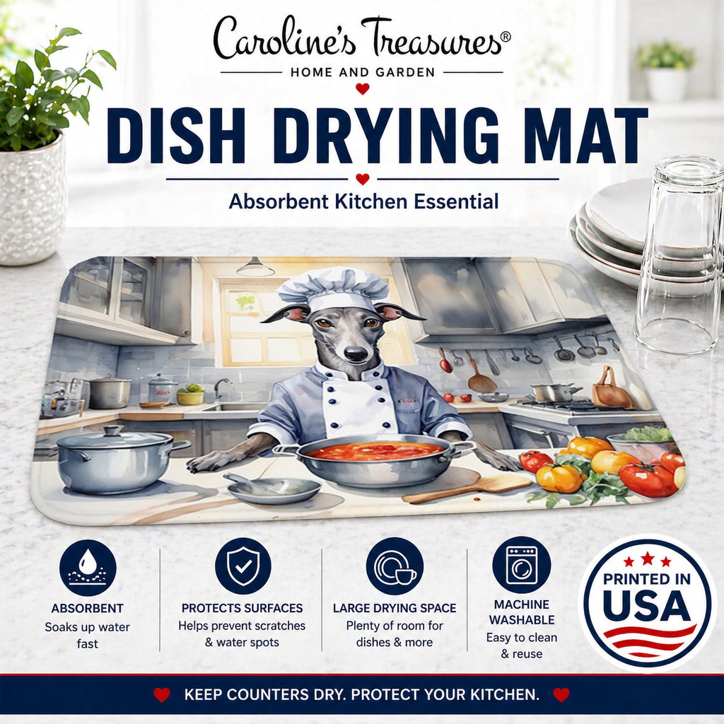 Greyhound The Chef Dish Drying Mat Absorbent Dish Drying Mat Pad for Kitchen Counter Dish Drainer Mat for Countertop, 14 x 21", Multicolor
