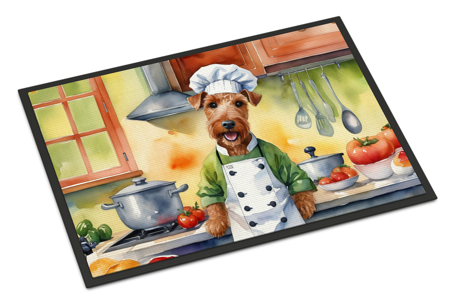 Irish Terrier The Chef Doormat Indoor Outdoor 18H X 27W Front Door Mat Rugs for Entryway, Non Slip Washable