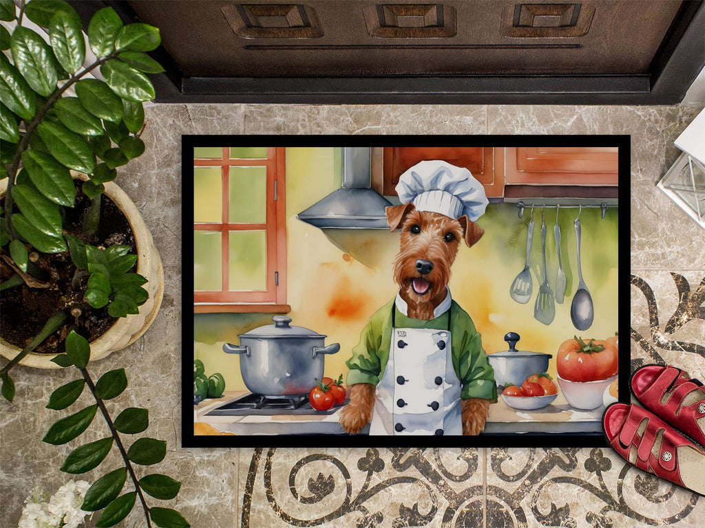 Irish Terrier The Chef Doormat Indoor Outdoor 18H X 27W Front Door Mat Rugs for Entryway, Non Slip Washable