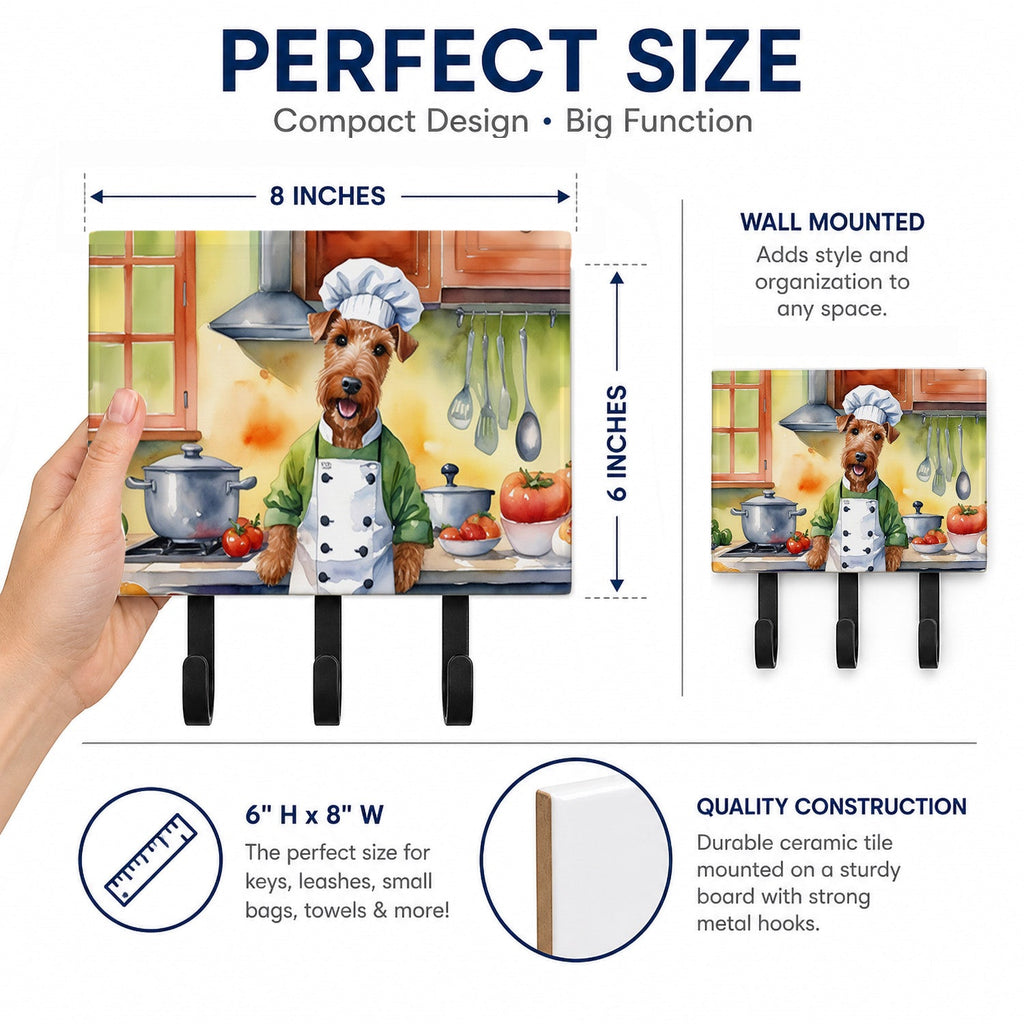 Irish Terrier The Chef Leash or Key Holder Wall Hooks, Coat Rack Wall Mount, for Hanging Keys, Towels, Aprons, Leashes