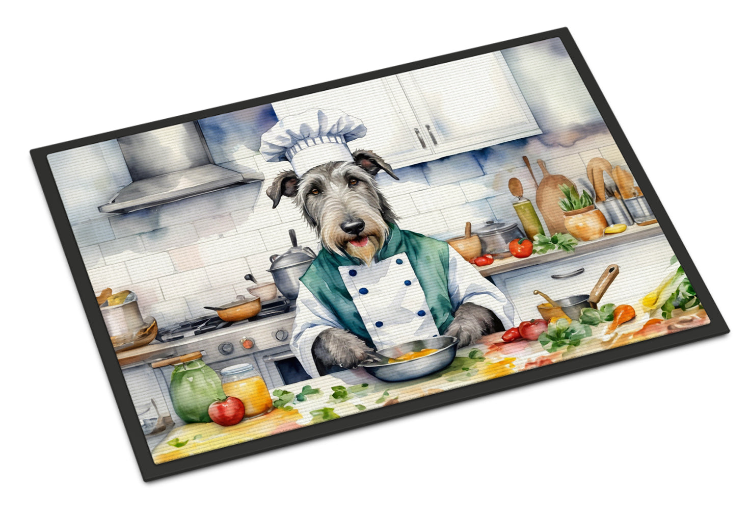 Irish Wolfhound The Chef Doormat Indoor Outdoor 24H X 36W Front Door Mat Rugs for Entryway, Non Slip Washable Low Pile,