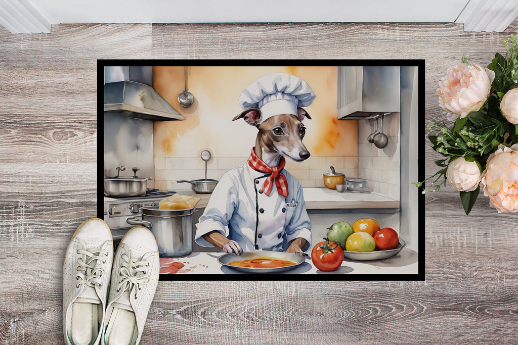 Italian Greyhound The Chef Doormat Indoor Outdoor 24H X 36W Front Door Mat Rugs for Entryway, Non Slip Washable Low Pile,