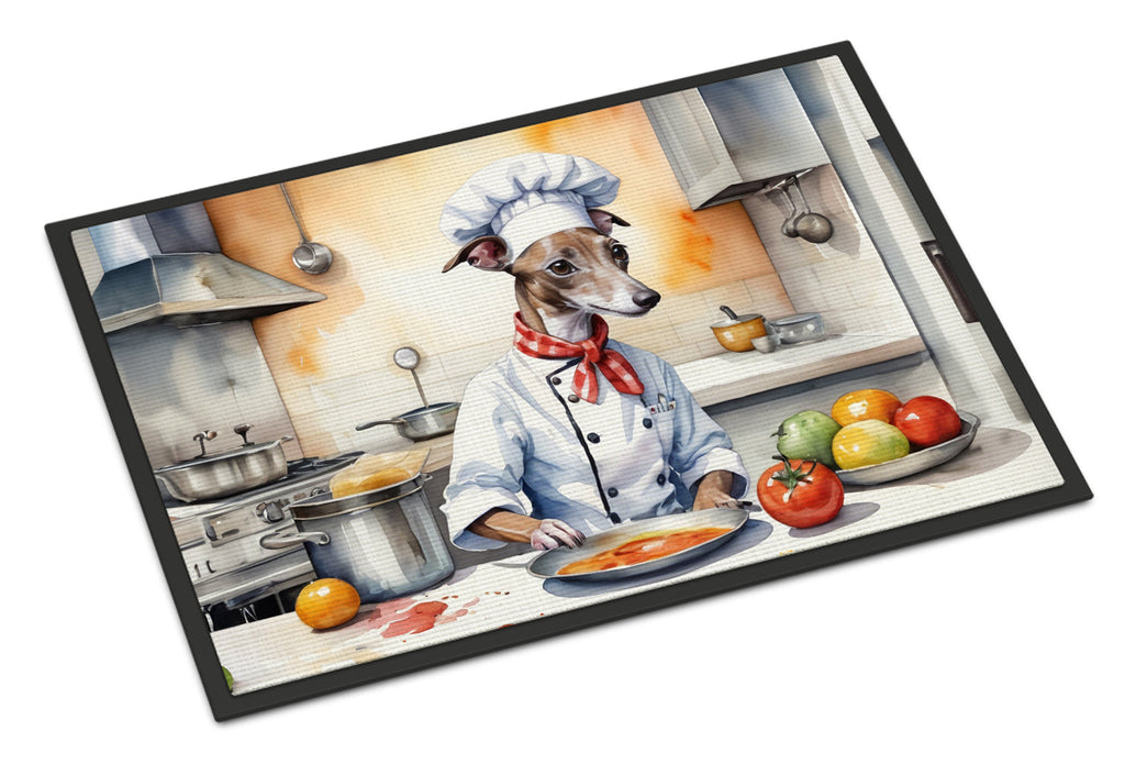 Italian Greyhound The Chef Doormat Indoor Outdoor 18H X 27W Front Door Mat Rugs for Entryway, Non Slip Washable