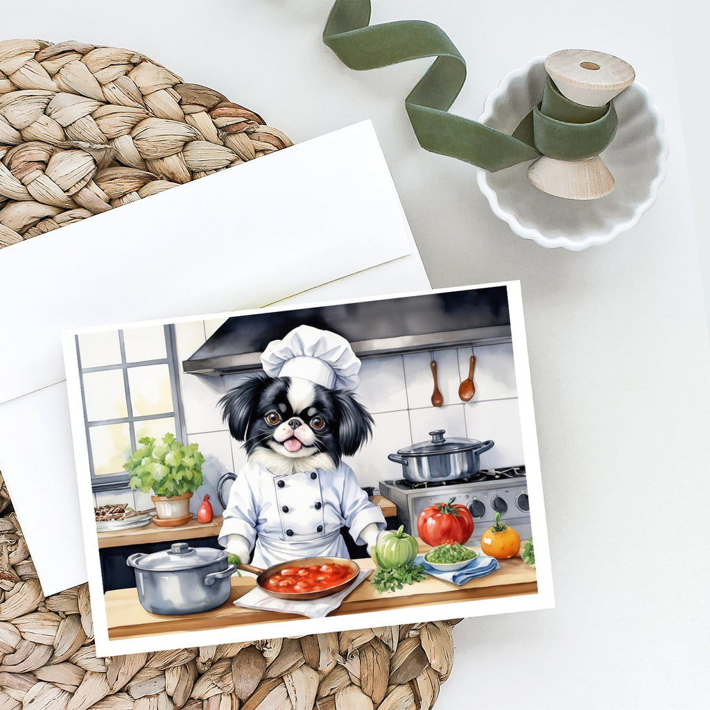Japanese Chin The Chef Greeting Cards Pack of 8 Blank Cards with Envelopes Whimsical A7 Size 5x7