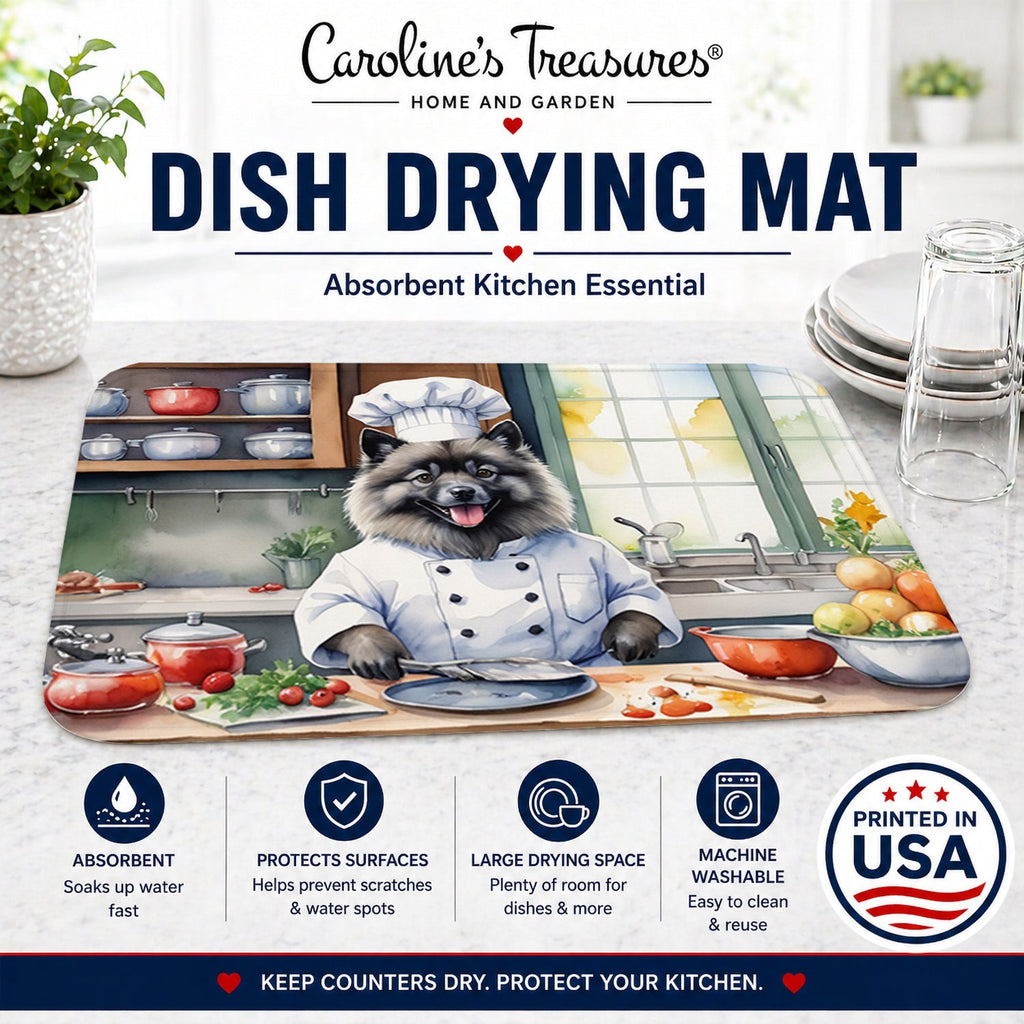 Keeshond The Chef Dish Drying Mat Absorbent Dish Drying Mat Pad for Kitchen Counter Dish Drainer Mat for Countertop, 14 x 21", Multicolor