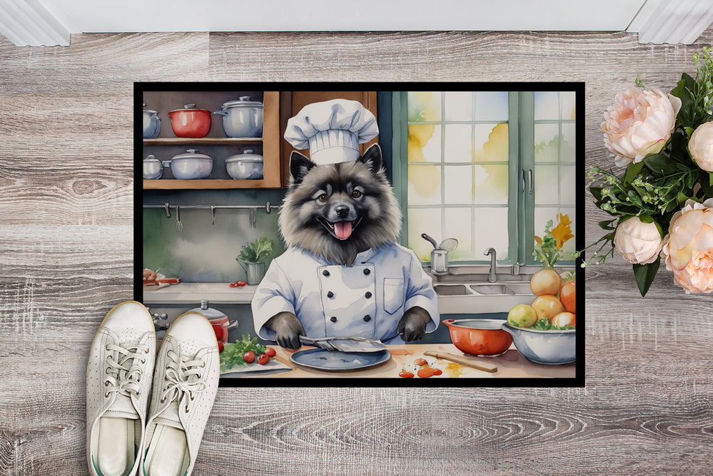 Keeshond The Chef Doormat Indoor Outdoor 24H X 36W Front Door Mat Rugs for Entryway, Non Slip Washable Low Pile,