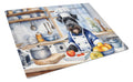 Kerry Blue Terrier The Chef Cutting Board Tempered Glass Kitchen Cutting Surface, Heat Resistant Chopping, Non-Slip Feet, Food Prep & Serving