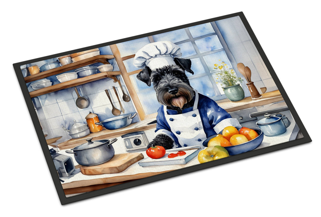 Kerry Blue Terrier The Chef Doormat Indoor Outdoor 18H X 27W Front Door Mat Rugs for Entryway, Non Slip Washable