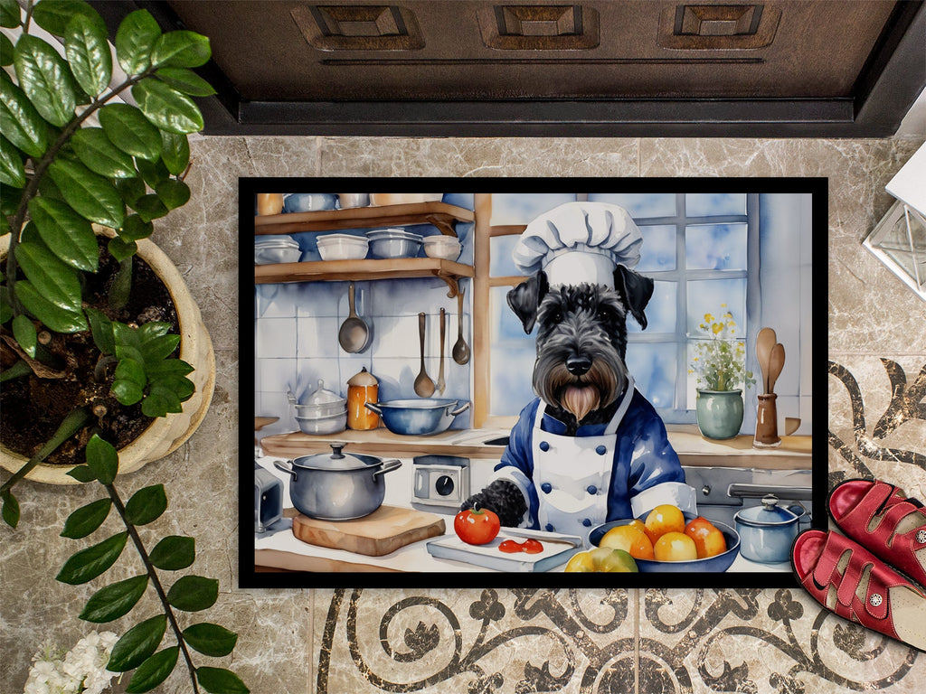Kerry Blue Terrier The Chef Doormat Indoor Outdoor 18H X 27W Front Door Mat Rugs for Entryway, Non Slip Washable