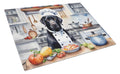 Black Labrador Retriever The Chef Cutting Board Tempered Glass Kitchen Cutting Surface, Heat Resistant Chopping, Non-Slip Feet, Food Prep & Serving