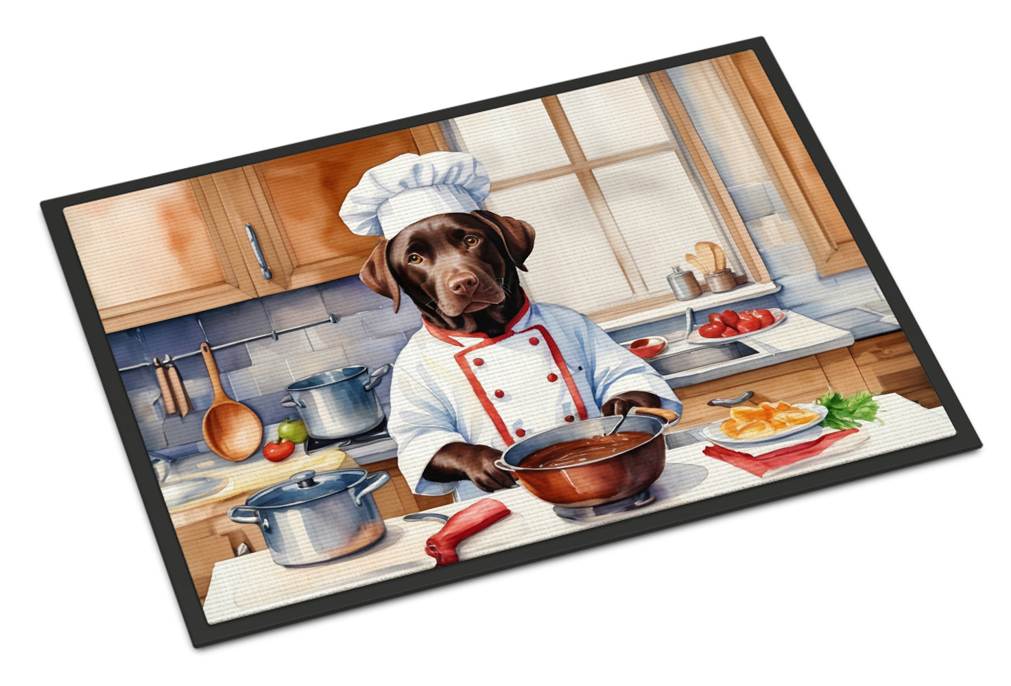Chocolate Labrador Retriever The Chef Doormat Indoor Outdoor 24H X 36W Front Door Mat Rugs for Entryway, Non Slip Washable Low Pile,
