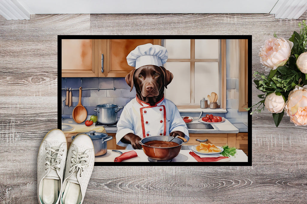 Chocolate Labrador Retriever The Chef Doormat Indoor Outdoor 24H X 36W Front Door Mat Rugs for Entryway, Non Slip Washable Low Pile,
