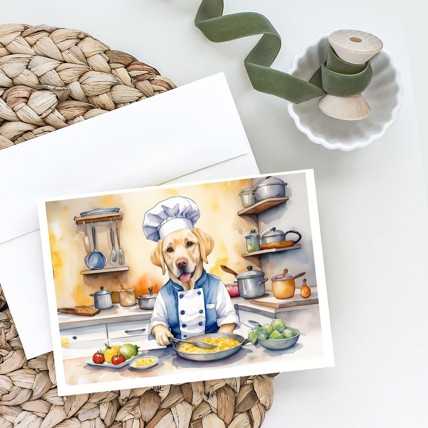 Yellow Labrador Retriever The Chef Greeting Cards Pack of 8 Blank Cards with Envelopes Whimsical A7 Size 5x7