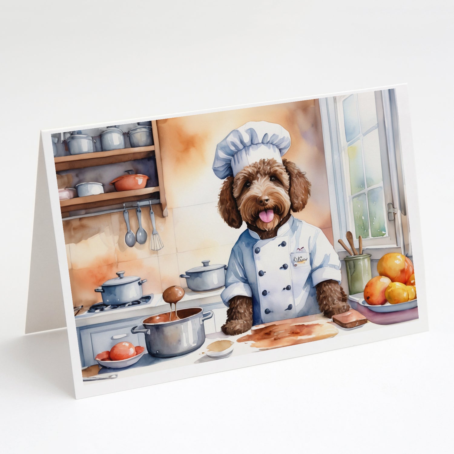 Labradoodle The Chef Greeting Cards Pack of 8 Blank Cards with Envelopes Whimsical A7 Size 5x7