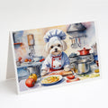 Maltese The Chef Greeting Cards Pack of 8 Blank Cards with Envelopes Whimsical A7 Size 5x7