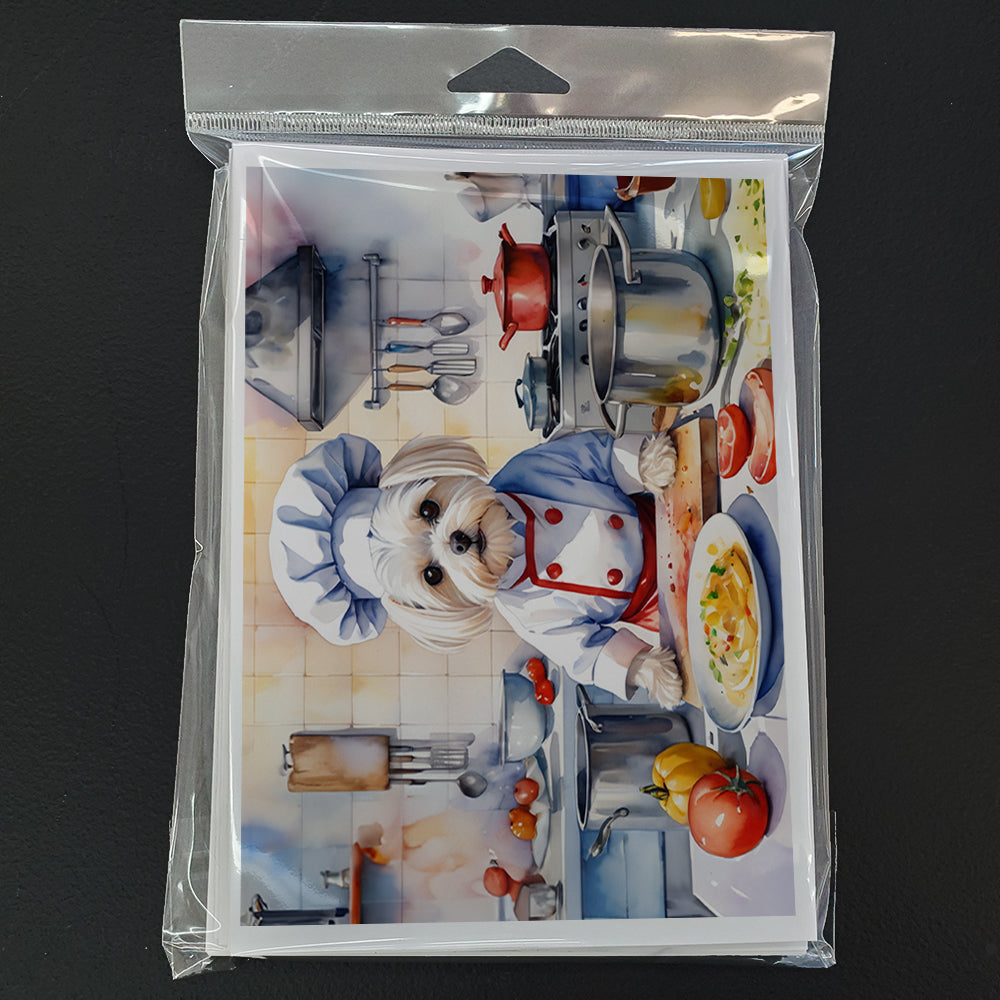 Maltese The Chef Greeting Cards Pack of 8 Blank Cards with Envelopes Whimsical A7 Size 5x7