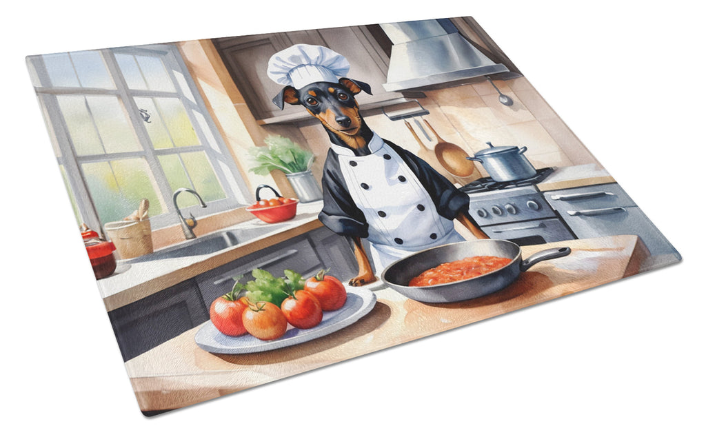Manchester Terrier The Chef Cutting Board Tempered Glass Kitchen Cutting Surface, Heat Resistant Chopping, Non-Slip Feet, Food Prep & Serving
