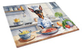 Miniature Pinscher The Chef Cutting Board Tempered Glass Kitchen Cutting Surface, Heat Resistant Chopping, Non-Slip Feet, Food Prep & Serving