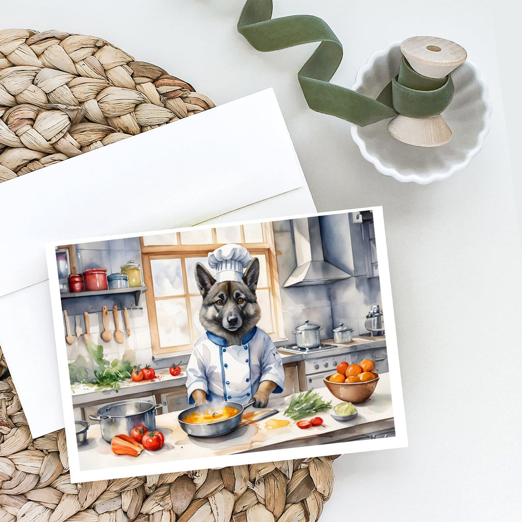 Norwegian Elkhound The Chef Greeting Cards Pack of 8 Blank Cards with Envelopes Whimsical A7 Size 5x7