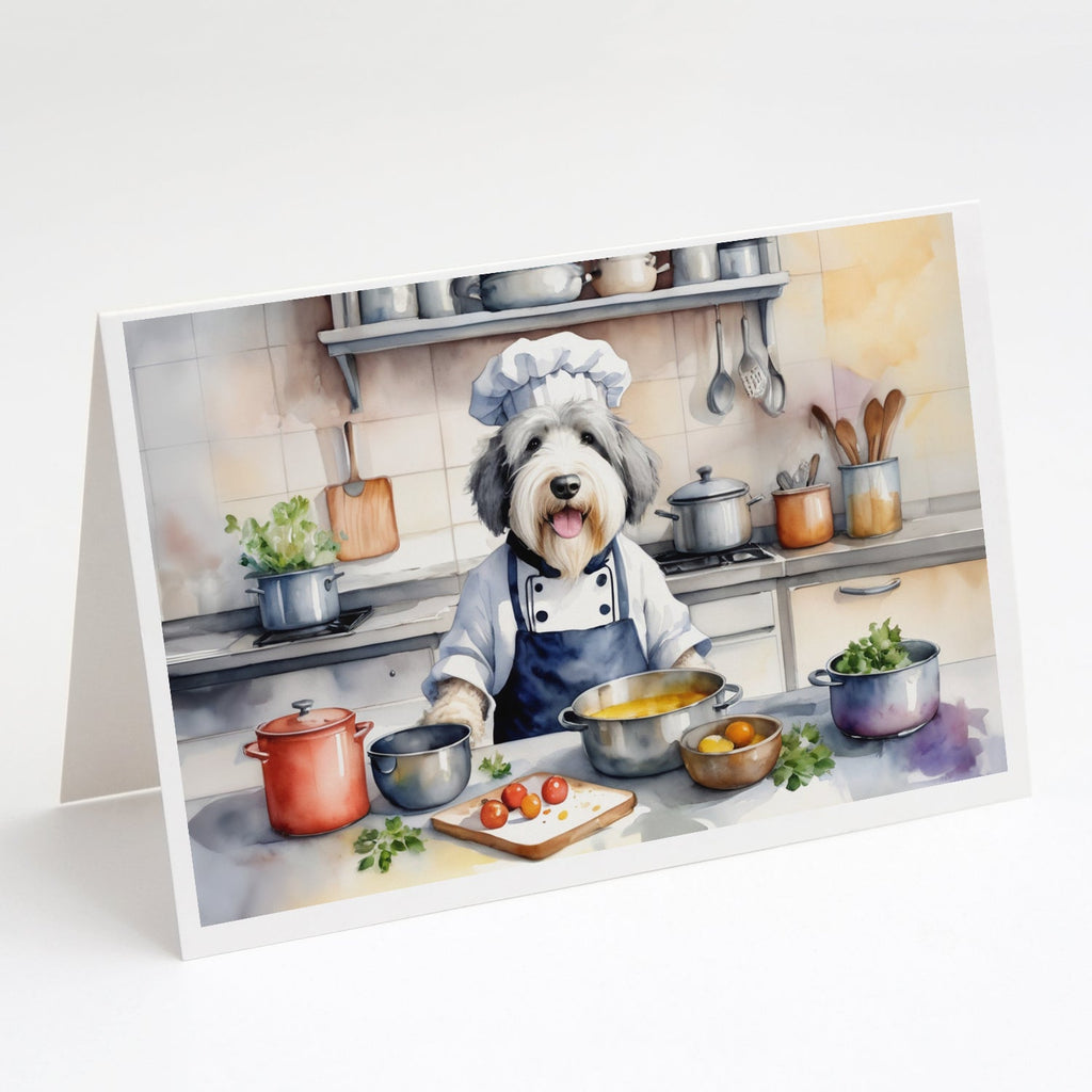 Old English Sheepdog The Chef Greeting Cards Pack of 8 Blank Cards with Envelopes Whimsical A7 Size 5x7