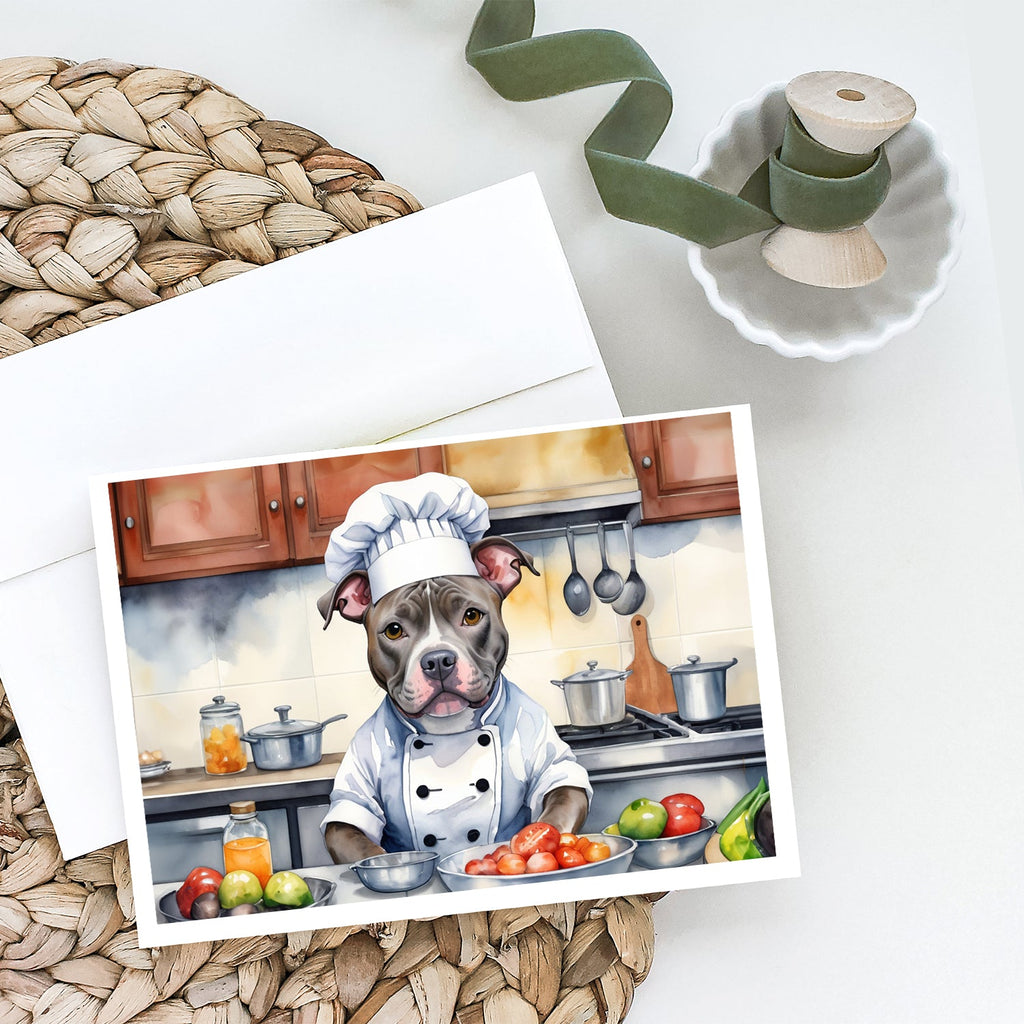 Pit Bull Terrier The Chef Greeting Cards Pack of 8 Blank Cards with Envelopes Whimsical A7 Size 5x7