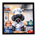 Black Poodle The Chef Framed Metal Print Bathroom, Kitchen, Office, Home Decor Wall Art Ready to Hang, Square, 8X8