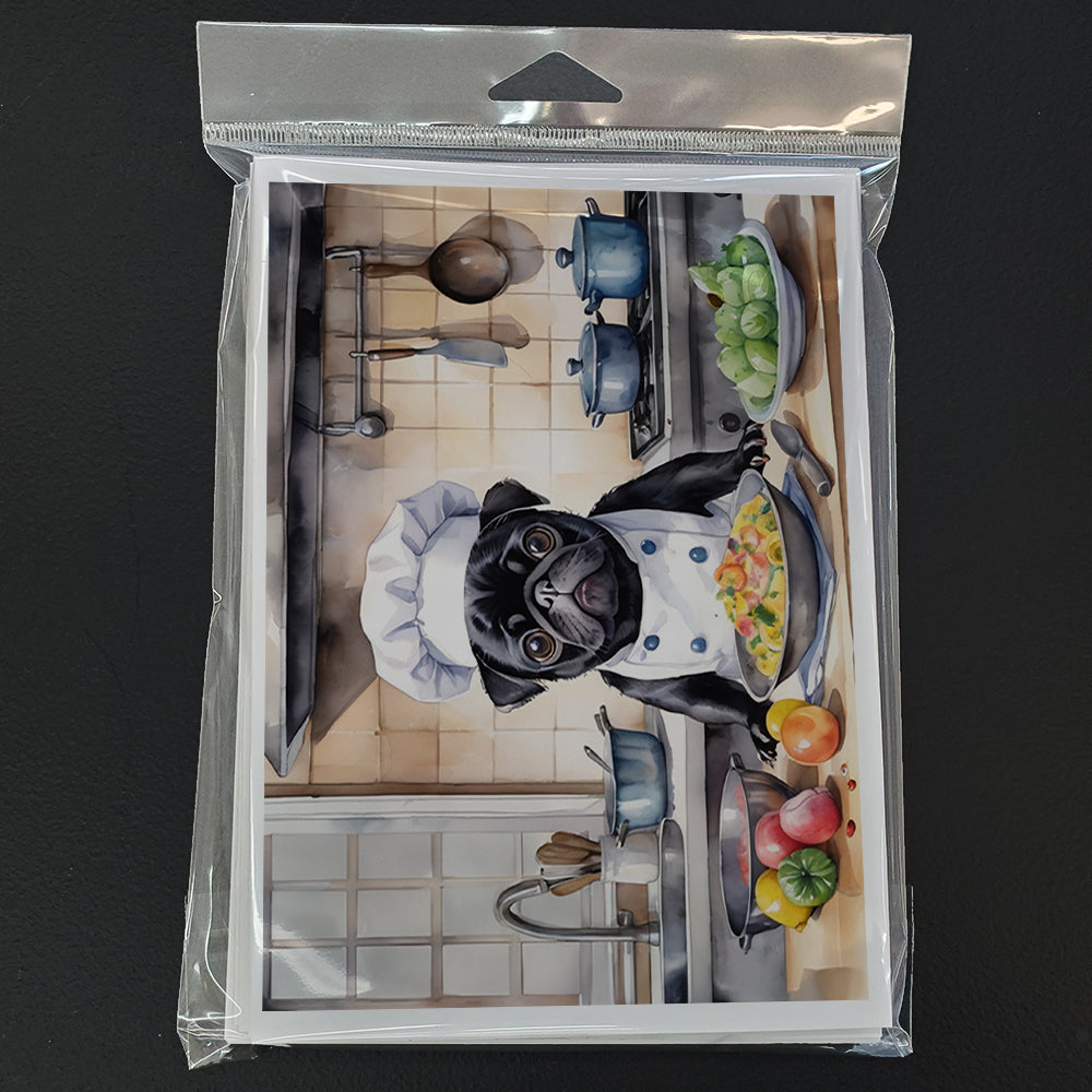 Pug The Chef Greeting Cards Pack of 8 Blank Cards with Envelopes Whimsical A7 Size 5x7