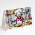 Pug The Chef Greeting Cards Pack of 8 Blank Cards with Envelopes Whimsical A7 Size 5x7