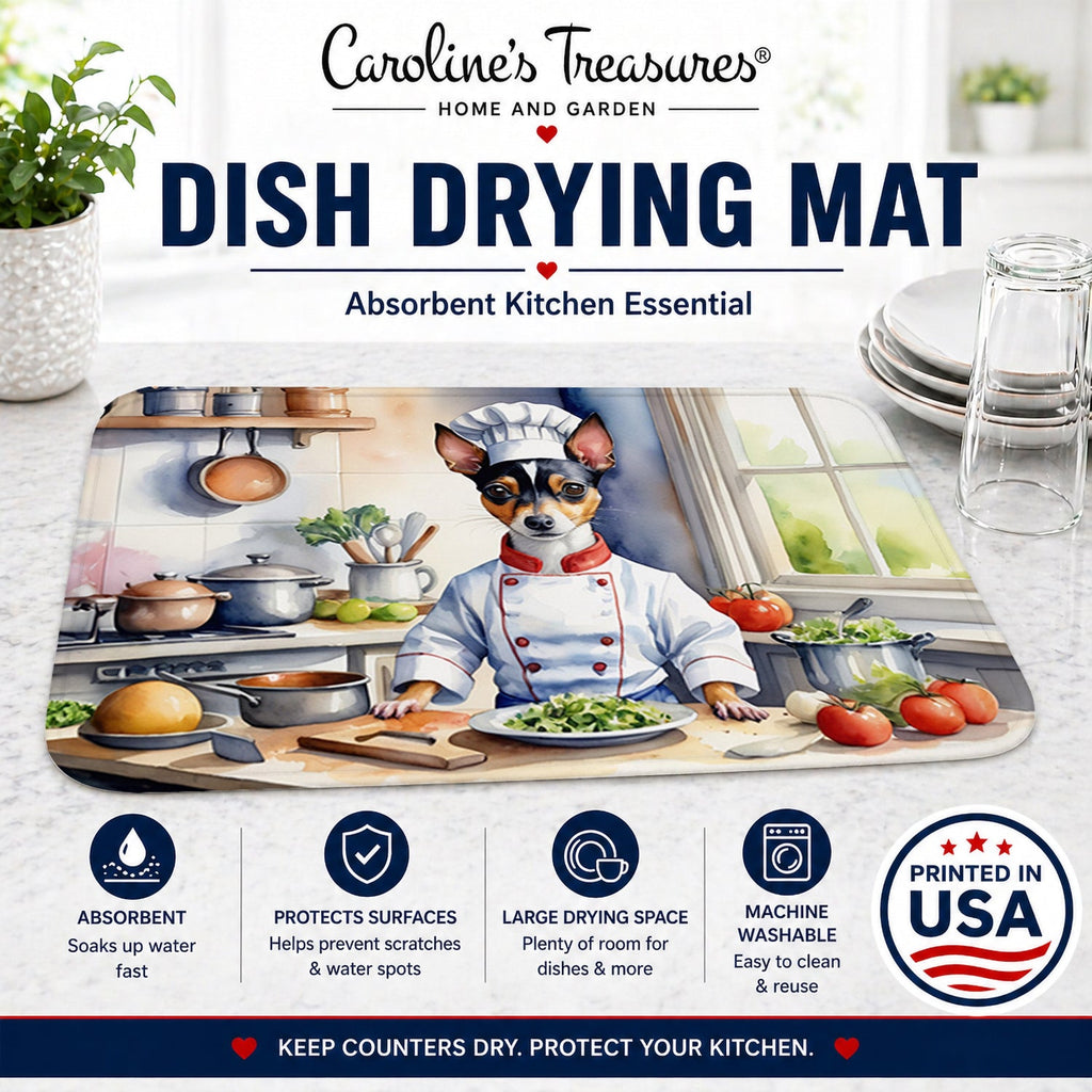 Rat Terrier The Chef Dish Drying Mat Absorbent Dish Drying Mat Pad for Kitchen Counter Dish Drainer Mat for Countertop, 14 x 21", Multicolor