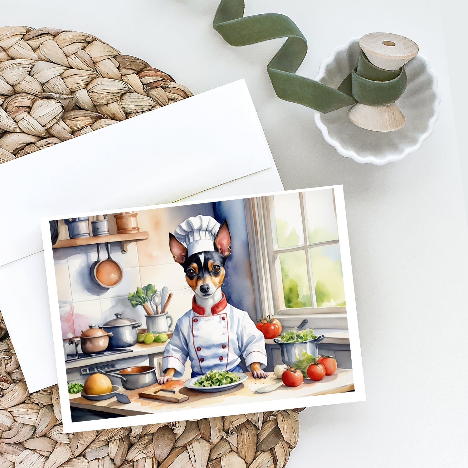 Rat Terrier The Chef Greeting Cards Pack of 8 Blank Cards with Envelopes Whimsical A7 Size 5x7