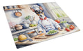 Rat Terrier The Chef Cutting Board Tempered Glass Kitchen Cutting Surface, Heat Resistant Chopping, Non-Slip Feet, Food Prep & Serving