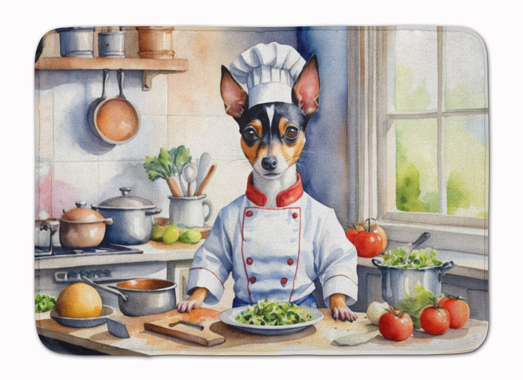 Rat Terrier The Chef Memory Foam Kitchen Mat Machine Washable Anti-Fatigue Cushion Comfort Bath or Kitchen Rug