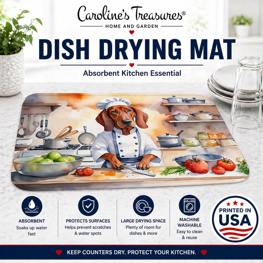 Redbone Coonhound The Chef Dish Drying Mat Absorbent Dish Drying Mat Pad for Kitchen Counter Dish Drainer Mat for Countertop, 14 x 21", Multicolor