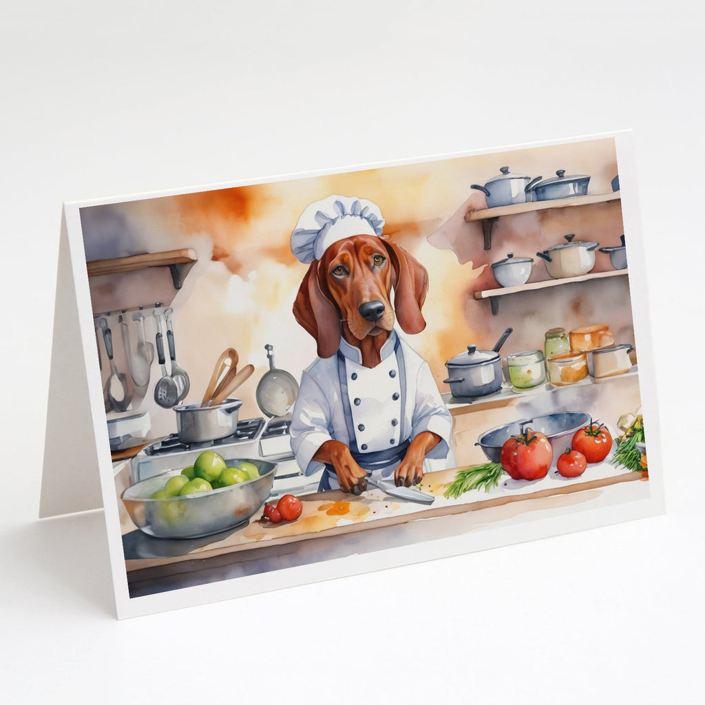 Redbone Coonhound The Chef Greeting Cards Pack of 8 Blank Cards with Envelopes Whimsical A7 Size 5x7