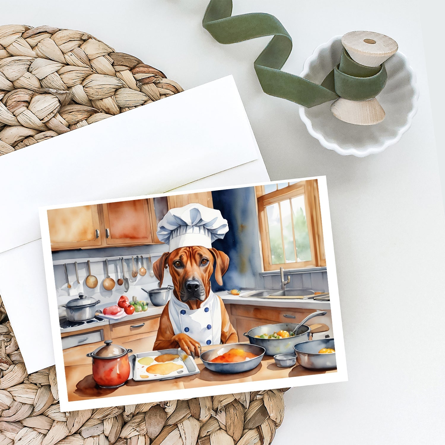 Rhodesian Ridgeback The Chef Greeting Cards Pack of 8 Blank Cards with Envelopes Whimsical A7 Size 5x7