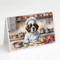 Saint Bernard The Chef Greeting Cards Pack of 8 Blank Cards with Envelopes Whimsical A7 Size 5x7