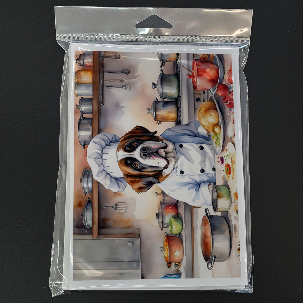 Saint Bernard The Chef Greeting Cards Pack of 8 Blank Cards with Envelopes Whimsical A7 Size 5x7