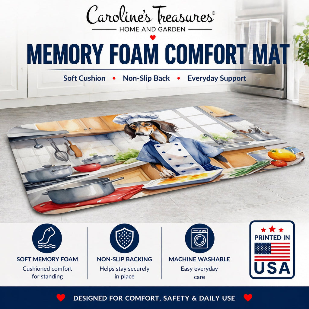 Saluki The Chef Memory Foam Kitchen Mat Machine Washable Anti-Fatigue Cushion Comfort Bath or Kitchen Rug