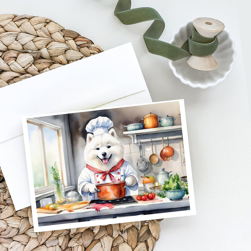 Samoyed The Chef Greeting Cards Pack of 8 Blank Cards with Envelopes Whimsical A7 Size 5x7