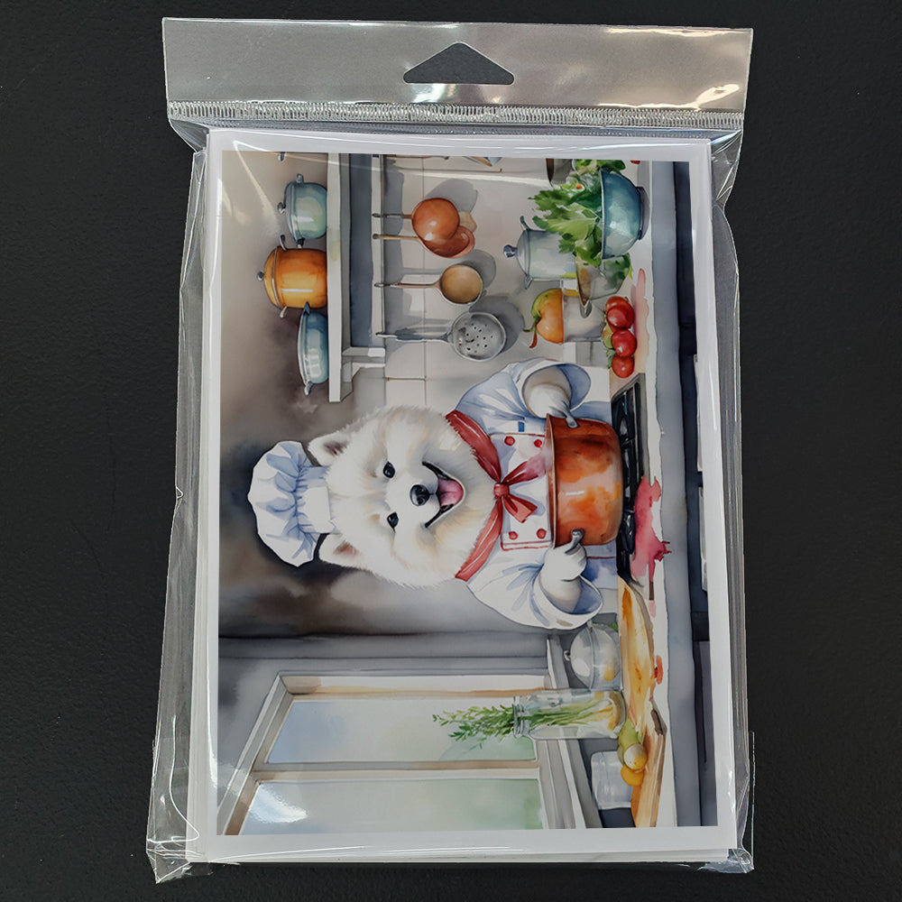 Samoyed The Chef Greeting Cards Pack of 8 Blank Cards with Envelopes Whimsical A7 Size 5x7