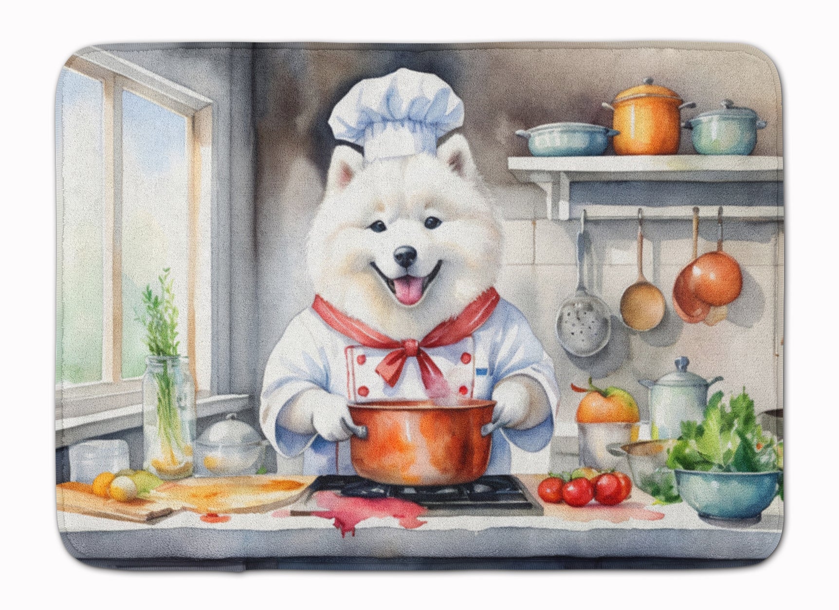 Samoyed The Chef Memory Foam Kitchen Mat Machine Washable Anti-Fatigue Cushion Comfort Bath or Kitchen Rug