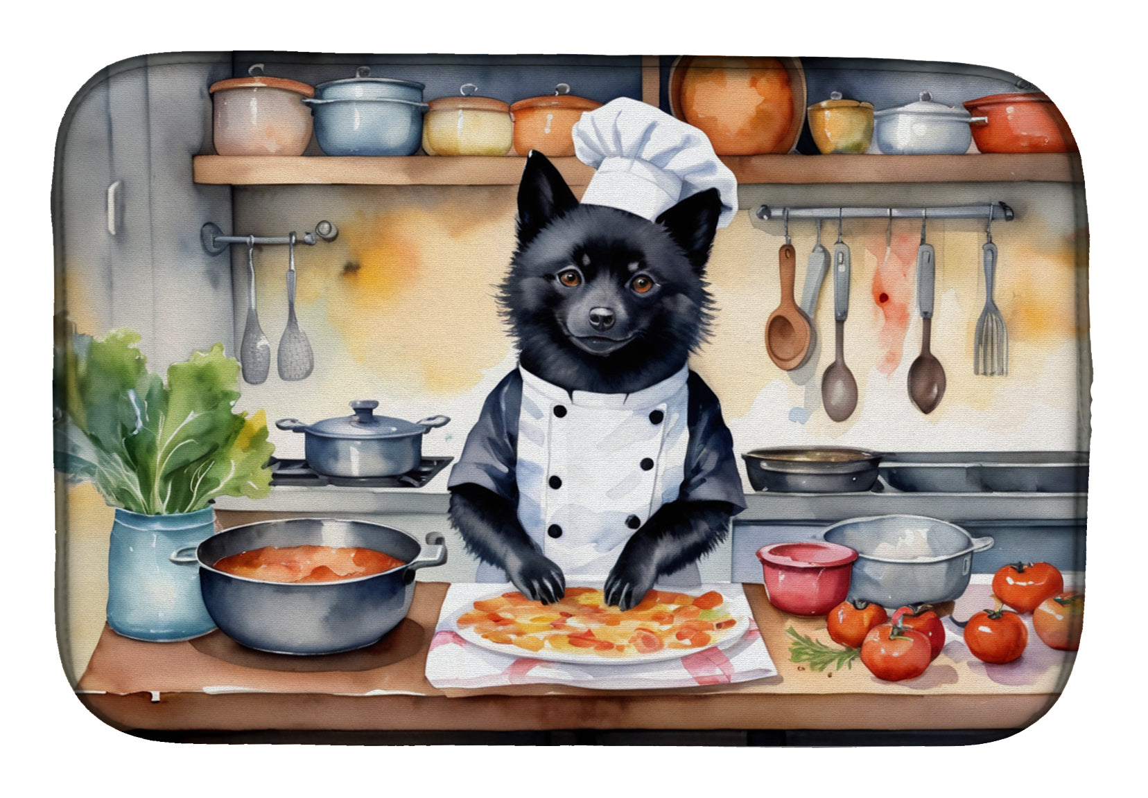 Schipperke The Chef Dish Drying Mat Absorbent Dish Drying Mat Pad for Kitchen Counter Dish Drainer Mat for Countertop, 14 x 21", Multicolor