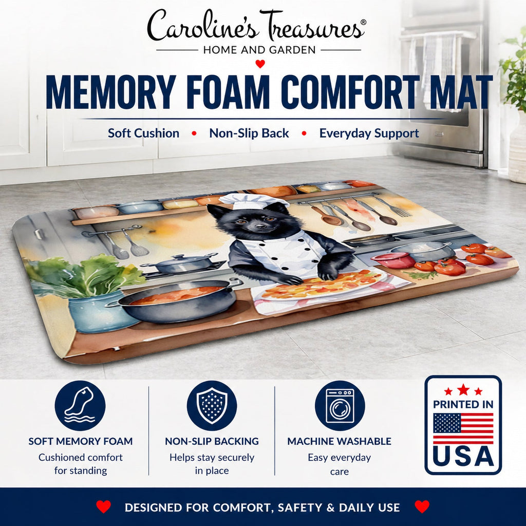 Schipperke The Chef Memory Foam Kitchen Mat Machine Washable Anti-Fatigue Cushion Comfort Bath or Kitchen Rug