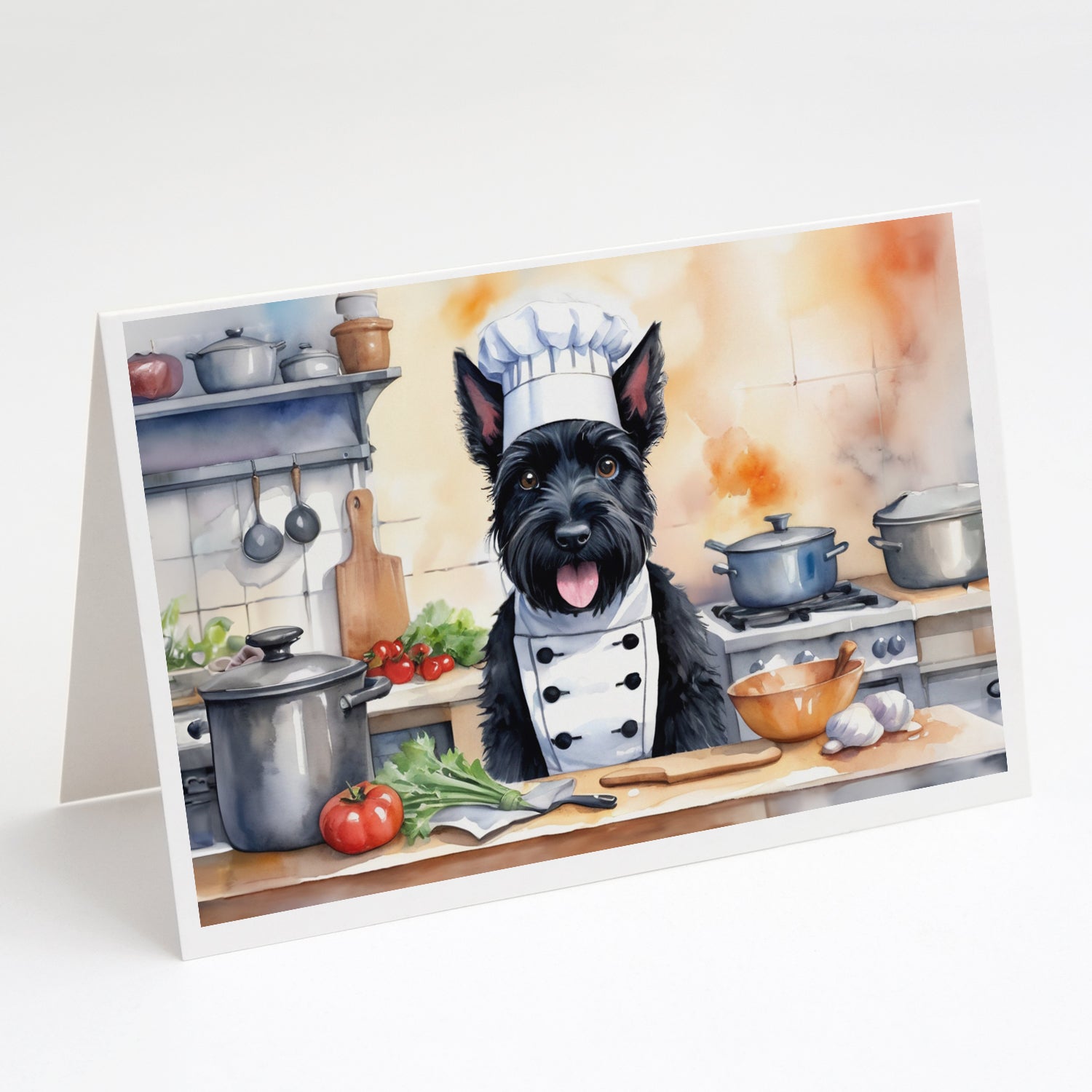 Scottish Terrier The Chef Greeting Cards Pack of 8 Blank Cards with Envelopes Whimsical A7 Size 5x7